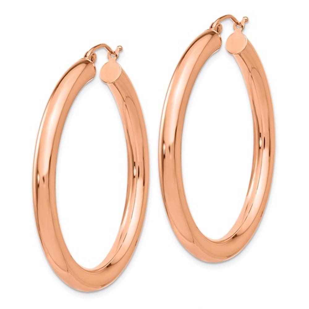14k rose gold classic round hoop earrings 40mm x 4mm