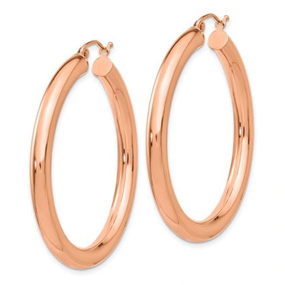 14k rose gold classic round hoop earrings 40mm x 4mm