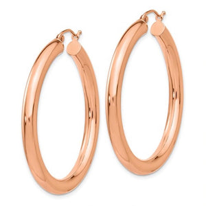 14K Rose Gold Classic Round Hoop Earrings 40mm x 4mm