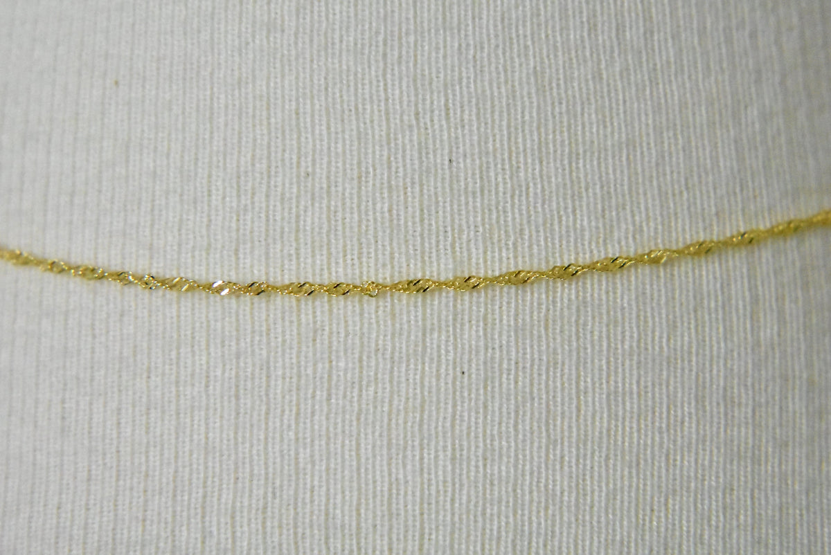 14k yellow gold 1mm singapore twisted bracelet anklet necklace choker pendant chain