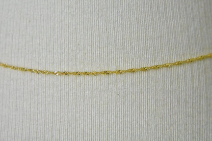 14k yellow gold 1mm singapore twisted bracelet anklet necklace choker pendant chain