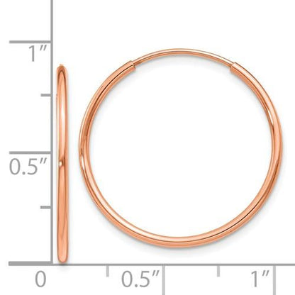 14k rose gold classic endless round hoop earrings 22mm x 1.25mm