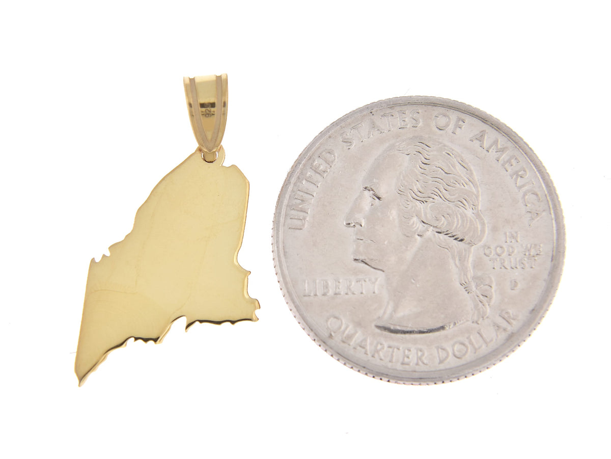 14k gold or sterling silver maine me state map pendant charm personalized monogram