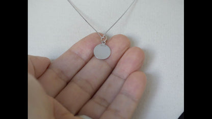 14K White Gold 12mm Round Disc Pendant Charm Letter Initial Engraved Personalized Monogram
