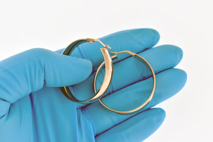 14k rose gold round square tube hoop earrings 35mm x 7mm