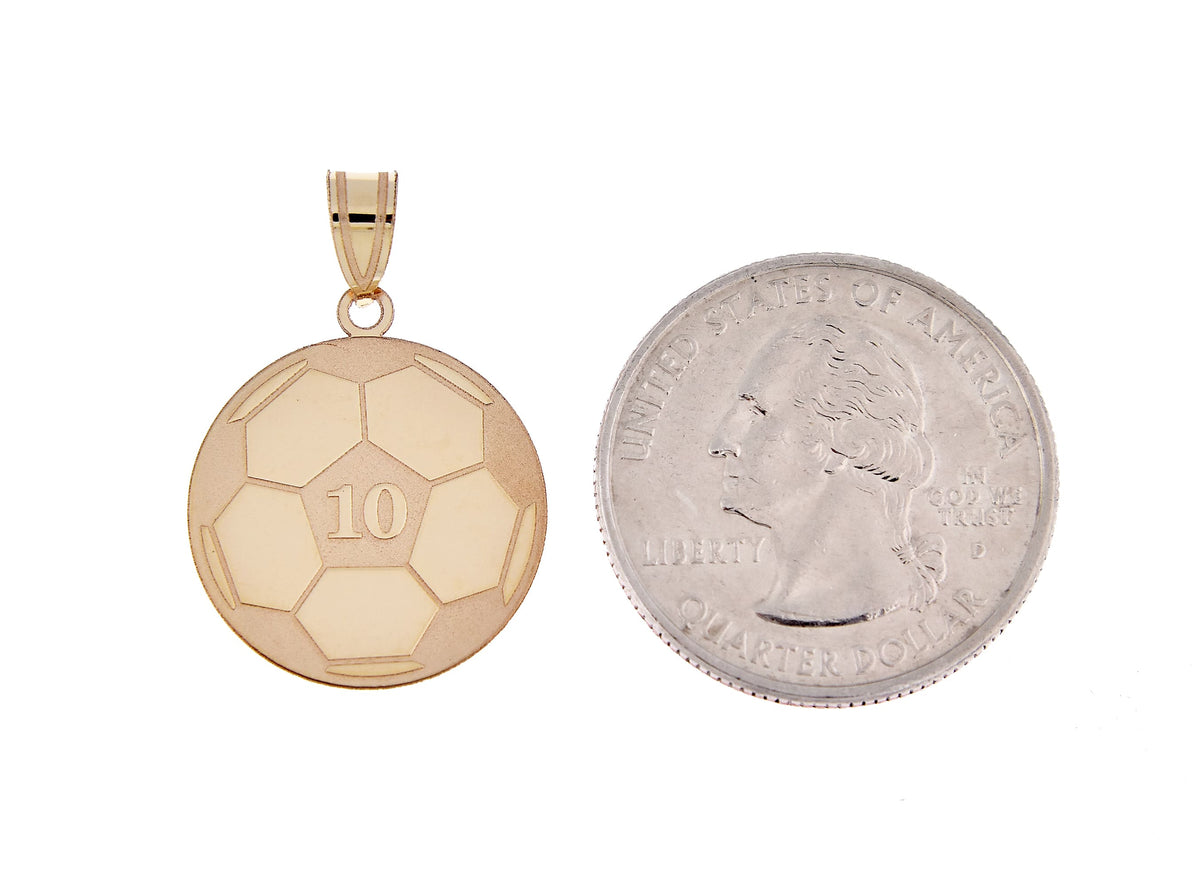 14k 10k gold sterling silver soccer ball personalized engraved pendant