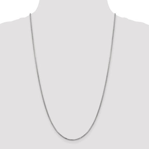 14k white gold 1.75mm round box bracelet anklet choker necklace pendant chain lobster clasp