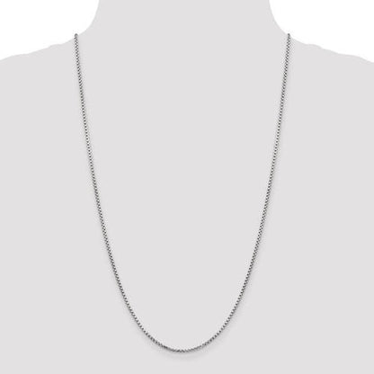 14k white gold 1.75mm round box bracelet anklet choker necklace pendant chain lobster clasp