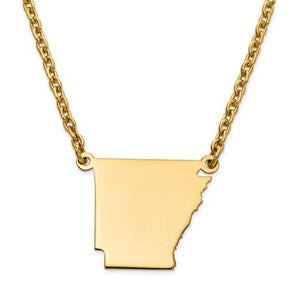 14k gold or sterling silver arkansas ar state necklace personalized monogram