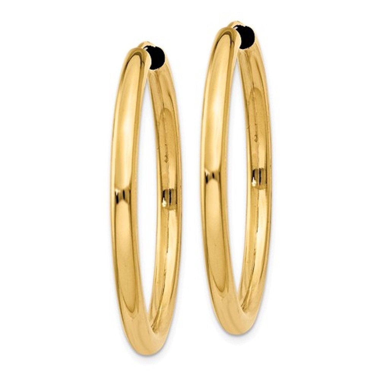 14k Yellow Gold Round Endless Hoop Earrings 35mm x 2.75mm