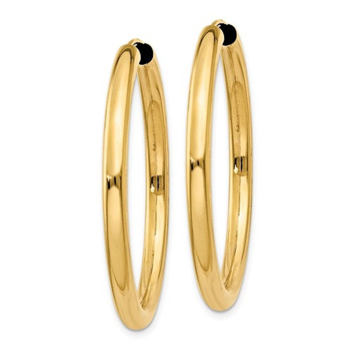 14k yellow gold round endless hoop earrings 35mm x 2.75mm