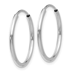 14k White Gold Classic Endless Round Hoop Earrings 19mm x 1.5mm