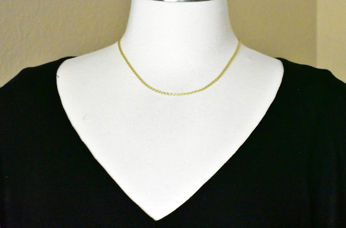 14k yellow gold 2.25mm parisian wheat bracelet anklet choker necklace pendant chain