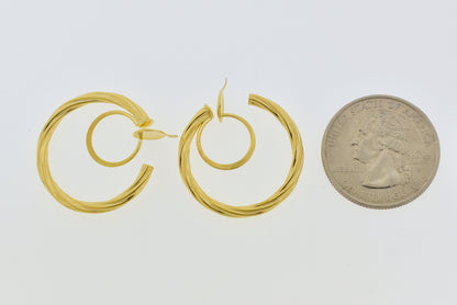 14k yellow gold non pierced round twisted hoop clip on earrings