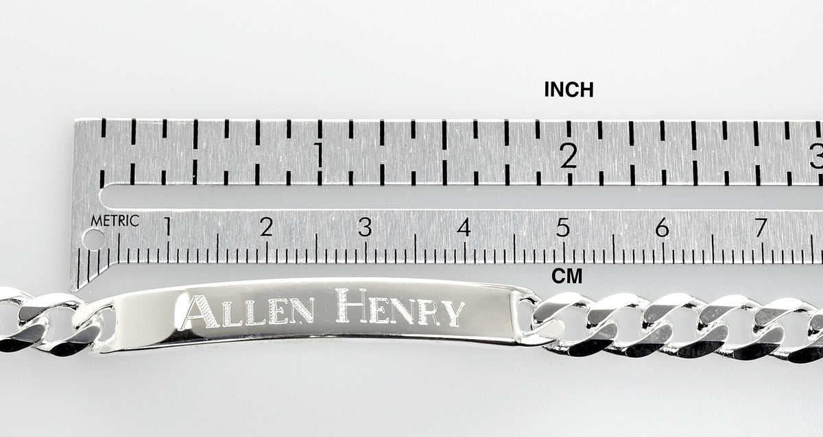 solid sterling silver engravable curb link id bracelet engraved personalized name initials dates