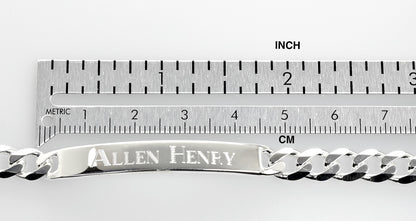 solid sterling silver engravable curb link id bracelet engraved personalized name initials dates