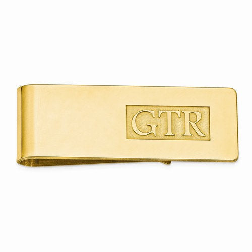 14K Yellow White Gold or Sterling Silver Money Clip Custom Order Personalized Monogram