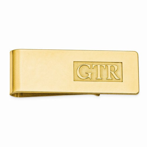 14k yellow white gold or sterling silver money clip custom order personalized monogram