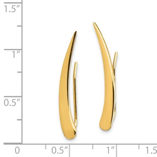 14k yellow gold geometric geo style fancy pointed ear climber earrings
