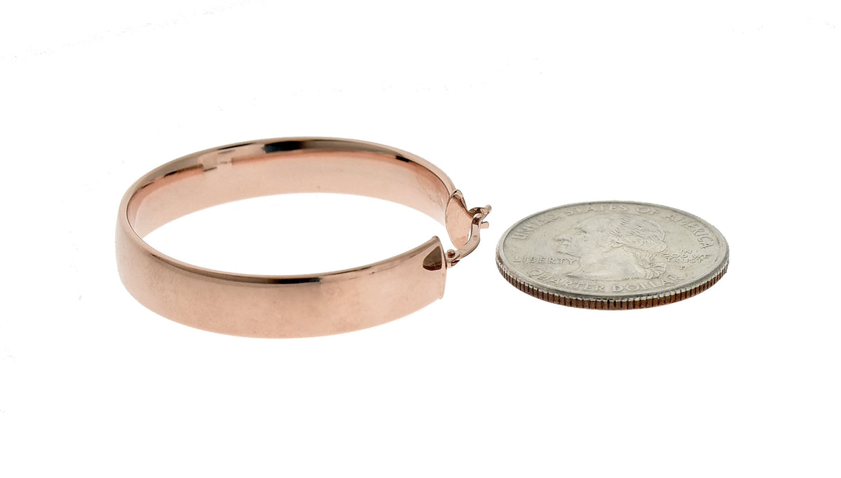 14k rose gold round square tube hoop earrings 35mm x 7mm