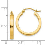 Φόρτωση εικόνας στο εργαλείο προβολής Συλλογής, 14K Yellow Gold Square Tube Round Hoop Earrings 19mm x 3mm

