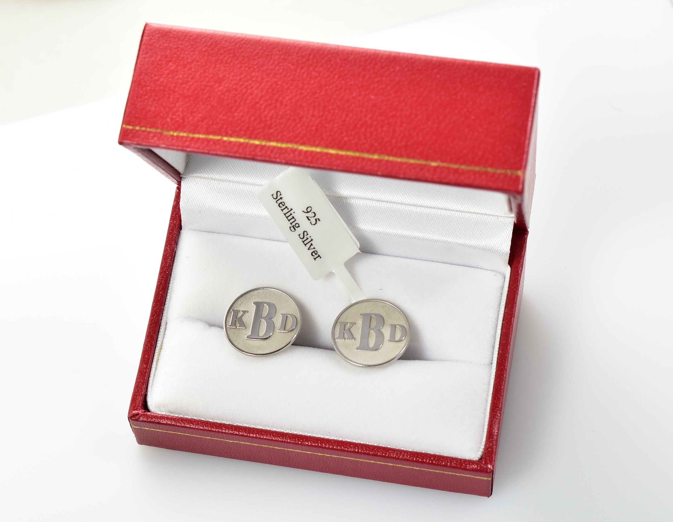 14K Yellow Gold 14K White Gold Sterling Silver Round Cufflinks Cuff Links Personalized Monogram