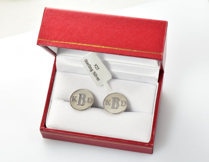 14k yellow gold 14k white gold sterling silver round cufflinks cuff links personalized monogram