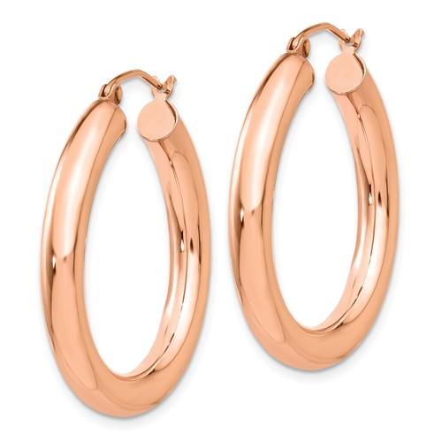 14k rose gold classic round hoop earrings 30mm x 4mm