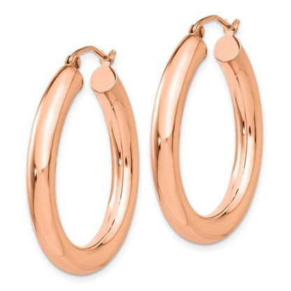 14k rose gold classic round hoop earrings 30mm x 4mm