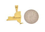 Load image into Gallery viewer, 14K Gold or Sterling Silver New York  NY State Map Pendant Charm Personalized Monogram
