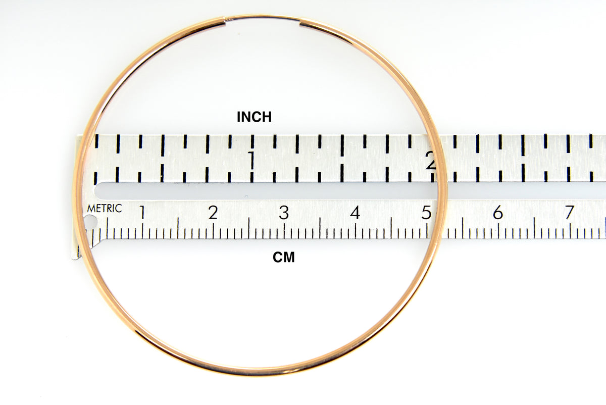 14k rose gold classic endless round hoop earrings 50mm x 1.5mm