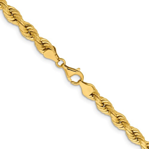 14K Solid Yellow Gold 6.5mm Diamond Cut Rope Bracelet Anklet Choker Necklace Pendant Chain