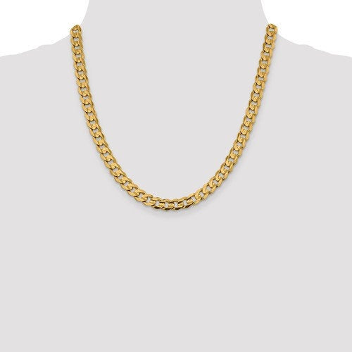 14k yellow gold 7.5mm open concave curb bracelet anklet choker necklace pendant chain