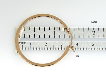14k rose gold classic square tube round hoop earrings 35mm x 2mm