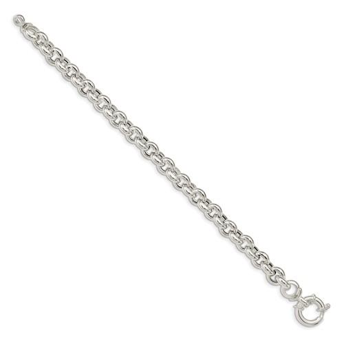 sterling silver 8mm fancy link rolo bracelet chain spring ring clasp 8 inches