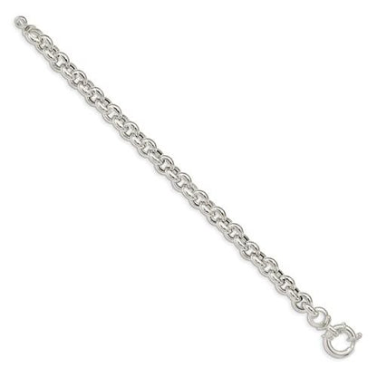 sterling silver 8mm fancy link rolo bracelet chain spring ring clasp 8 inches
