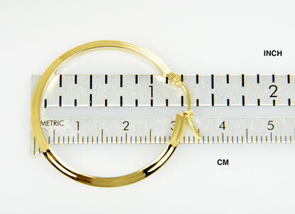 14k yellow gold round knife edge hoop earrings 30mm x 2.25mm