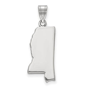 14K Gold or Sterling Silver Mississippi MS State Map Pendant Charm Personalized Monogram