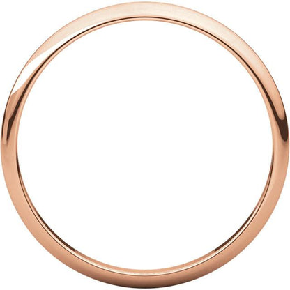 14k rose gold 2mm wedding anniversary promise ring band half round light