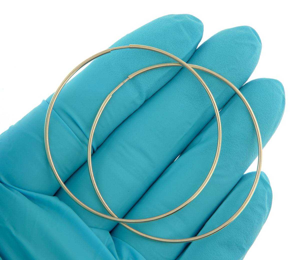 14k yellow gold extra large endless round hoop earrings 52mm x 1.25mm
