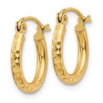 Load image into Gallery viewer, 14k Yellow Gold Diamond Cut Classic Round Hoop Earrings 12mm x 2mm

