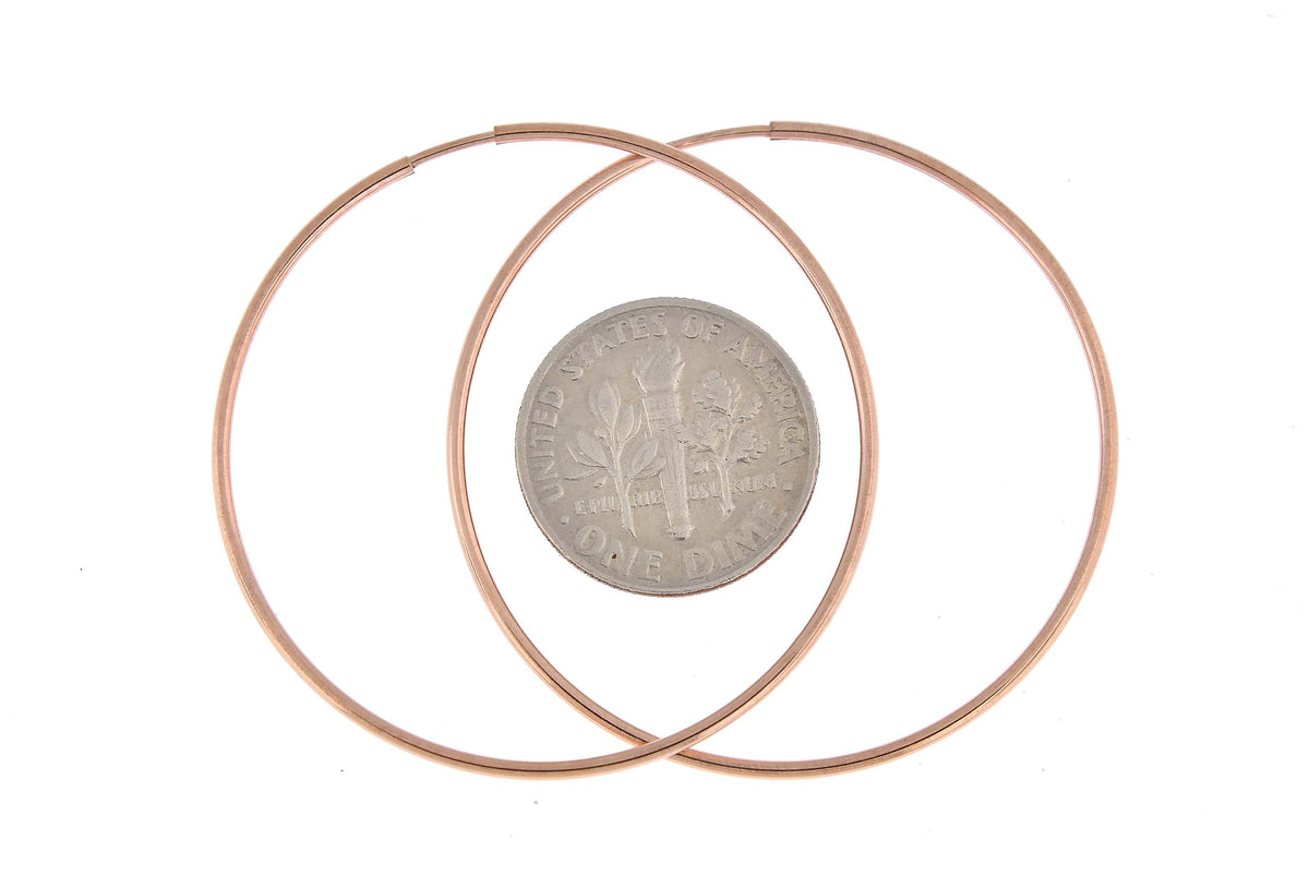 14k rose gold classic endless round hoop earrings 41mm x 1.25mm