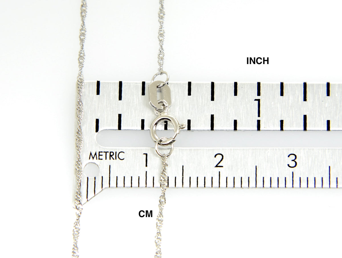 14k white gold 1mm singapore twisted bracelet anklet  choker necklace pendant chain spring ring clasp