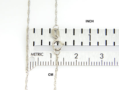 14k white gold 1mm singapore twisted bracelet anklet  choker necklace pendant chain spring ring clasp