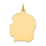 Load image into Gallery viewer, 10K Solid Yellow Gold 20mm Girl Facing Left Head Silhouette Engravable Disc Pendant Charm Engraved Personalized Initial Name Monogram
