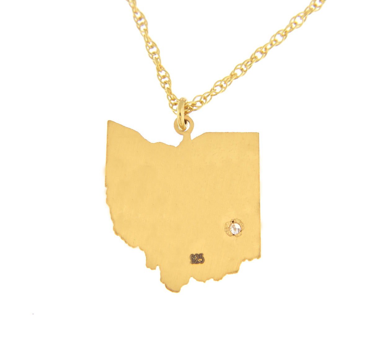 14k 10k yellow rose white gold diamond silver ohio oh state map personalized city necklace