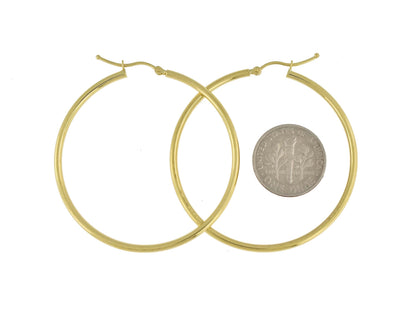 14k yellow gold classic round hoop earrings 44mmx2mm