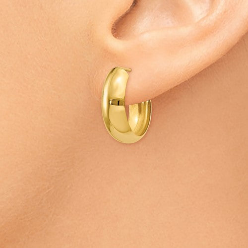 14k yellow gold j hoop earrings push post back