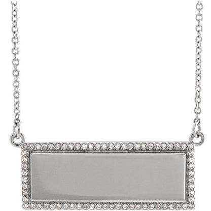 14k yellow rose white gold diamond bar nameplate pendant charm necklace personalized engraved monogram
