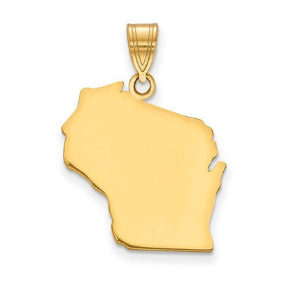 14k gold or sterling silver wisconsin wi state map pendant charm personalized monogram